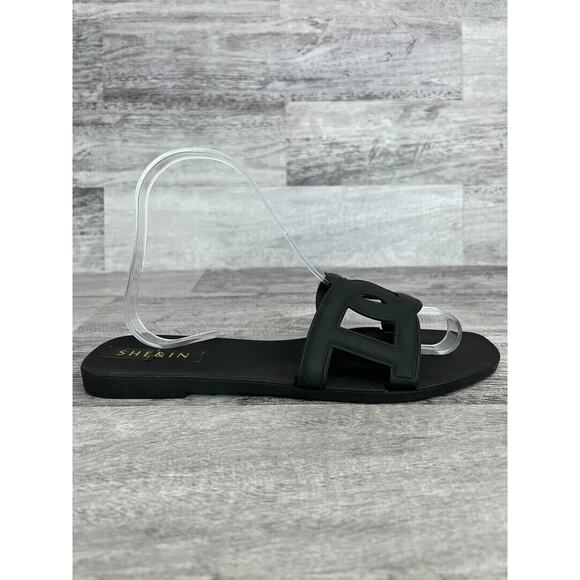 She & In Womens Black Open-Toe Slide Sandals Size 8 - Picture 7 of 8